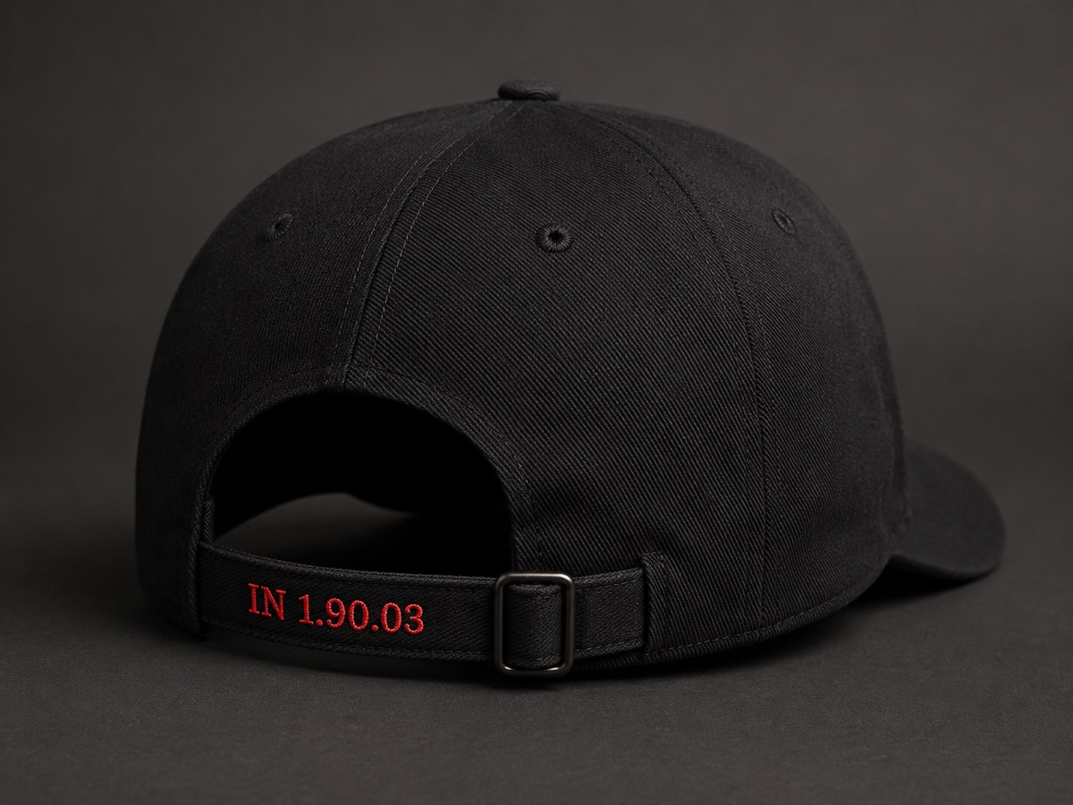 Red call number IN 1.90.03 on the strap
